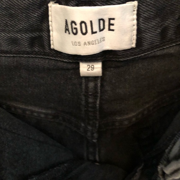 Agolde Black Jean Shorts Distressed Frayed Hem - Picture 3 of 4